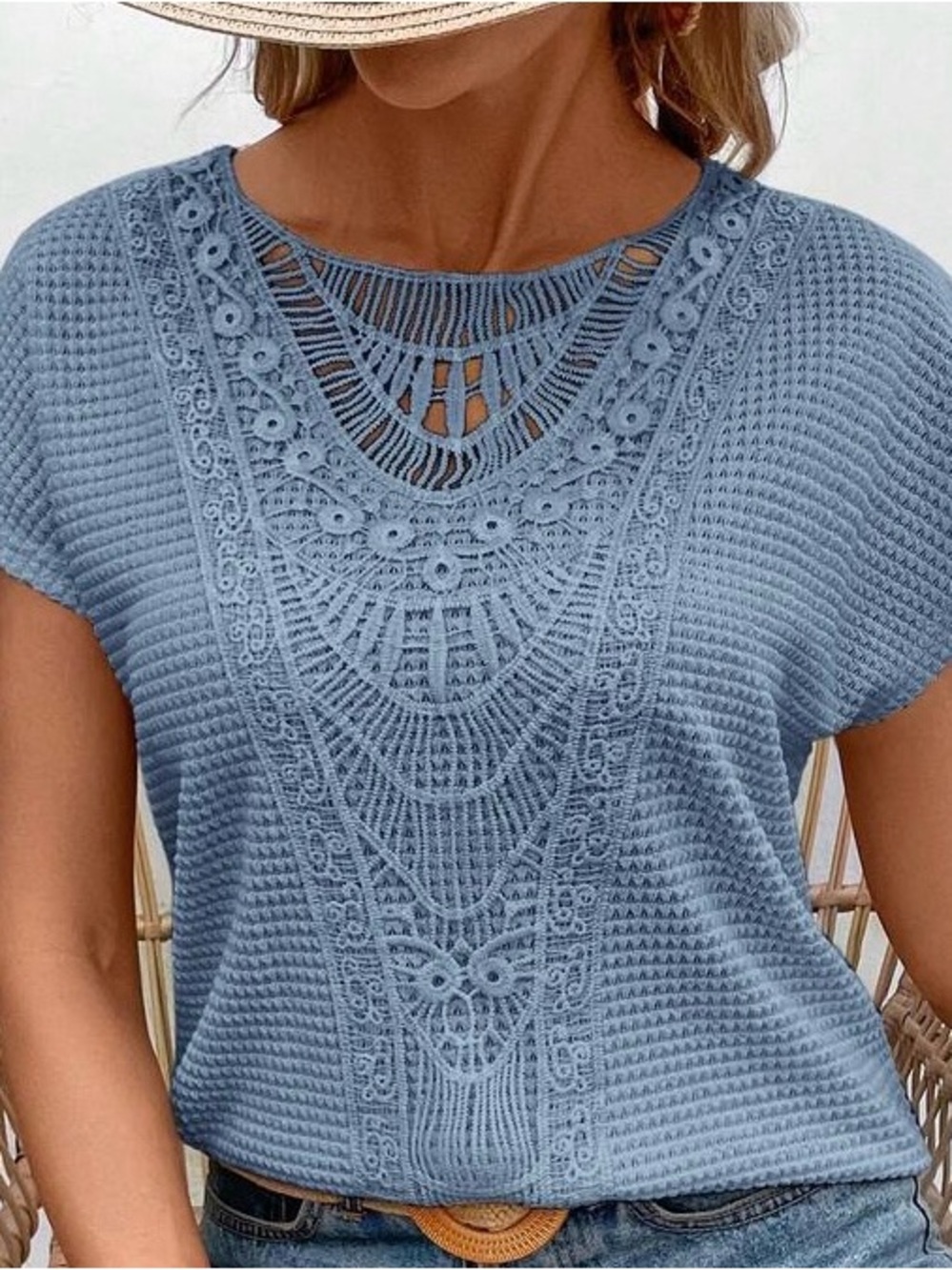 Women's Light Blue Knit Top